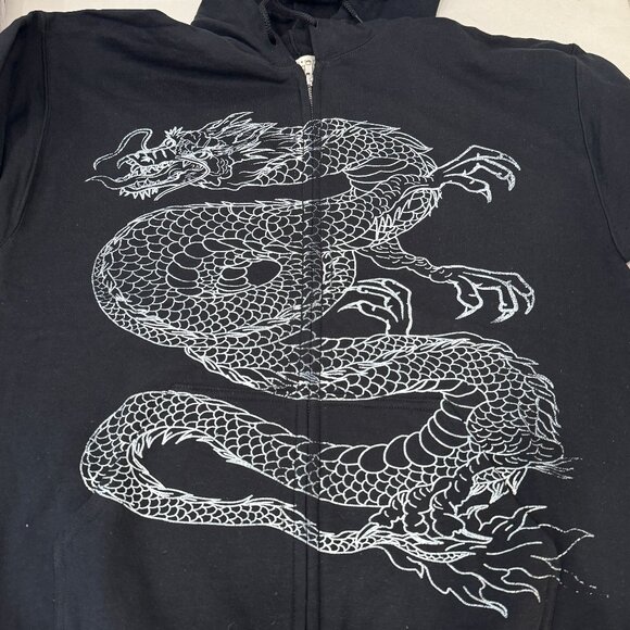 Project Social T Women's Zip Hoodie "Dragon" Black NWT - Picture 6 of 7